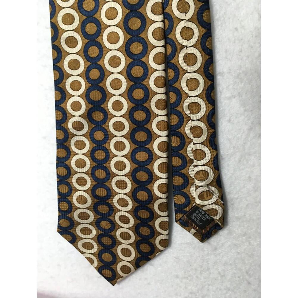 Chereskin Geometric Neck Tie abstract blue gold